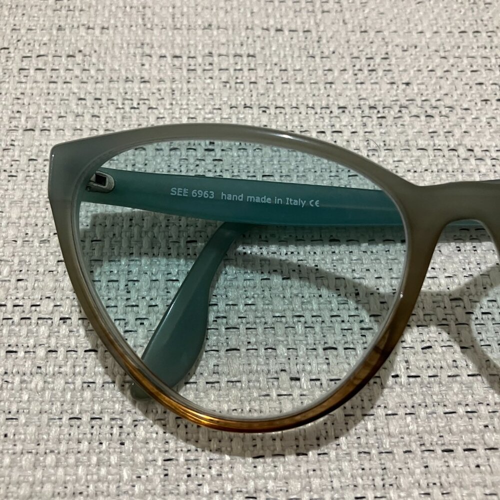 SEE Eyewear Eyeglasses Glasses Cat Eye Frames in Greenish Blue & Grey Style 6963 - Picture 4 of 6